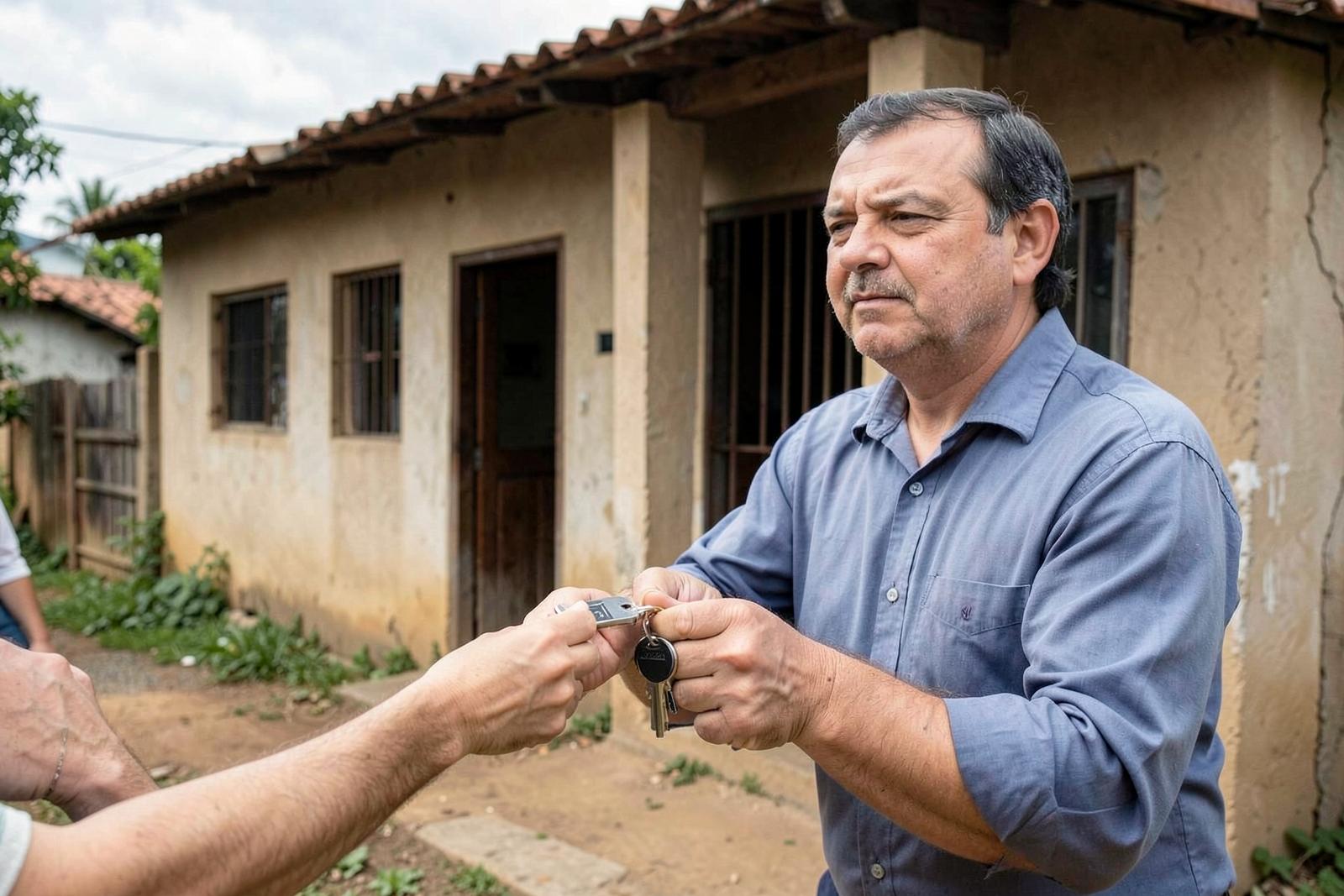 Entrega das chaves de um imóvel em cidade do interior de Minas Gerais
